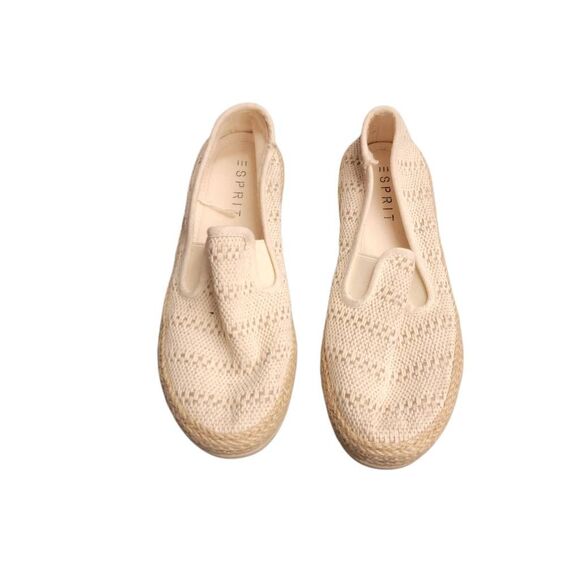 Esprit Nadine Fashion Sneaker Cream Crochet Comfy Loafer Espadrille Shoe - Picture 4 of 10